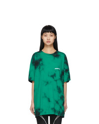 T-shirt à col rond imprimé tie-dye vert