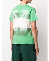 T-shirt à col rond imprimé tie-dye vert Off-White