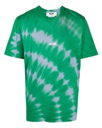 T-shirt à col rond imprimé tie-dye vert MSGM