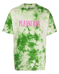 T-shirt à col rond imprimé tie-dye vert Pleasures