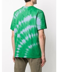 T-shirt à col rond imprimé tie-dye vert MSGM