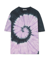 T-shirt à col rond imprimé tie-dye violet clair