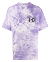 T-shirt à col rond imprimé tie-dye violet clair Aries