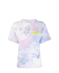 T-shirt à col rond imprimé tie-dye violet clair ARIES
