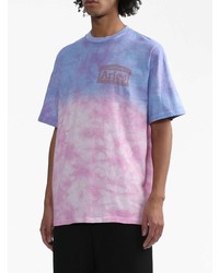 T-shirt à col rond imprimé tie-dye violet clair Aries