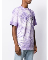 T-shirt à col rond imprimé tie-dye violet clair Aries