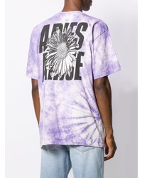 T-shirt à col rond imprimé tie-dye violet clair Aries