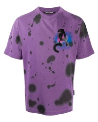 T-shirt à col rond imprimé tie-dye violet clair Palm Angels