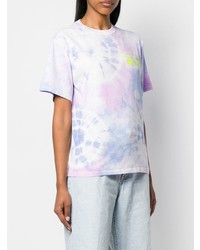 T-shirt à col rond imprimé tie-dye violet clair ARIES