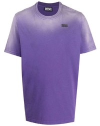 T-shirt à col rond imprimé tie-dye violet Diesel