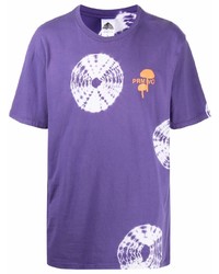 T-shirt à col rond imprimé tie-dye violet Prmtvo
