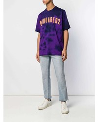 T-shirt à col rond imprimé tie-dye violet DSQUARED2