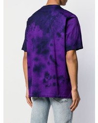 T-shirt à col rond imprimé tie-dye violet DSQUARED2