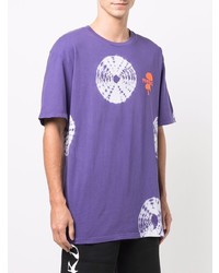 T-shirt à col rond imprimé tie-dye violet Prmtvo