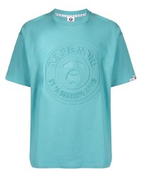 T-shirt à col rond imprimé turquoise AAPE BY A BATHING APE