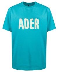 T-shirt à col rond imprimé turquoise Ader Error