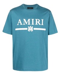 T-shirt à col rond imprimé turquoise Amiri