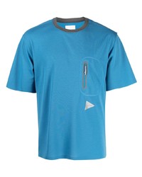 T-shirt à col rond imprimé turquoise And Wander