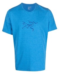 T-shirt à col rond imprimé turquoise Arc'teryx