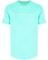 T-shirt à col rond imprimé turquoise Armani Exchange