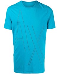 T-shirt à col rond imprimé turquoise Armani Exchange