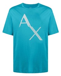 T-shirt à col rond imprimé turquoise Armani Exchange