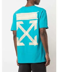 T-shirt à col rond imprimé turquoise Off-White