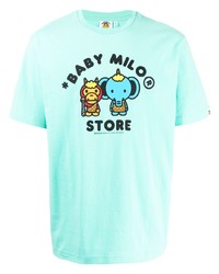T-shirt à col rond imprimé turquoise *BABY MILO® STORE BY *A BATHING APE®