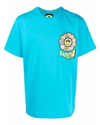 T-shirt à col rond imprimé turquoise BARROW