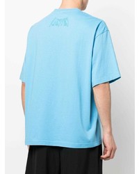 T-shirt à col rond imprimé turquoise Lanvin