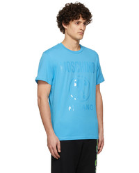 T-shirt à col rond imprimé turquoise Moschino