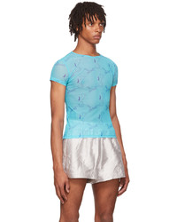 T-shirt à col rond imprimé turquoise Serapis