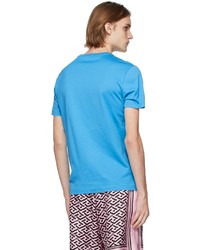 T-shirt à col rond imprimé turquoise Versace