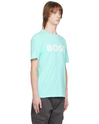 T-shirt à col rond imprimé turquoise BOSS