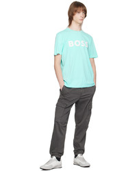 T-shirt à col rond imprimé turquoise BOSS