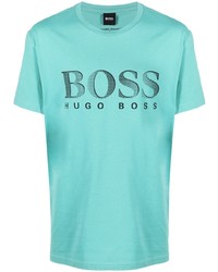T-shirt à col rond imprimé turquoise BOSS HUGO BOSS