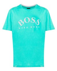 T-shirt à col rond imprimé turquoise BOSS