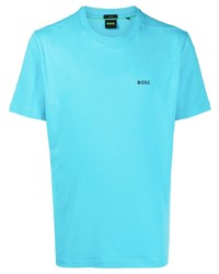 T-shirt à col rond imprimé turquoise BOSS