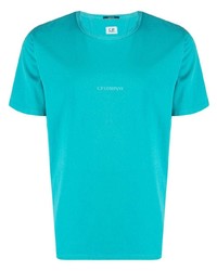 T-shirt à col rond imprimé turquoise C.P. Company