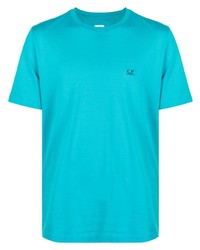 T-shirt à col rond imprimé turquoise C.P. Company