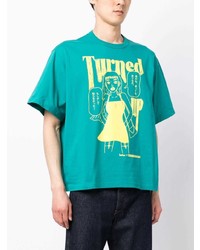 T-shirt à col rond imprimé turquoise Kolor