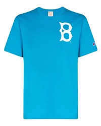 T-shirt à col rond imprimé turquoise Champion