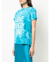 T-shirt à col rond imprimé turquoise Cinq à Sept