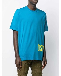 T-shirt à col rond imprimé turquoise DSQUARED2