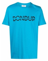 T-shirt à col rond imprimé turquoise Dondup
