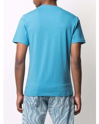 T-shirt à col rond imprimé turquoise Moschino