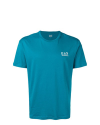 T-shirt à col rond imprimé turquoise Ea7 Emporio Armani
