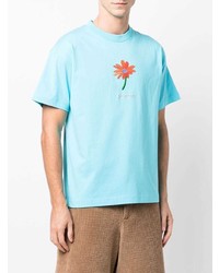 T-shirt à col rond imprimé turquoise Jacquemus