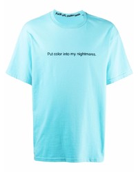 T-shirt à col rond imprimé turquoise F.A.M.T.