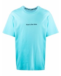 T-shirt à col rond imprimé turquoise F.A.M.T.